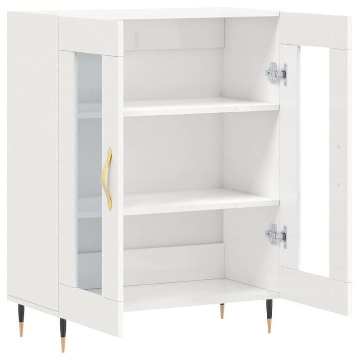 skænk 69,5x34x90 cm konstrueret træ hvid højglans