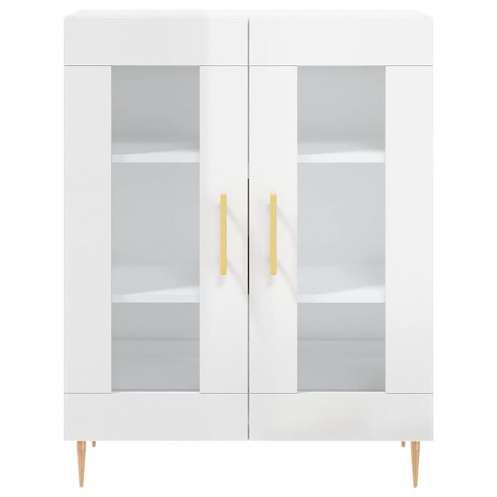 skænk 69,5x34x90 cm konstrueret træ hvid højglans