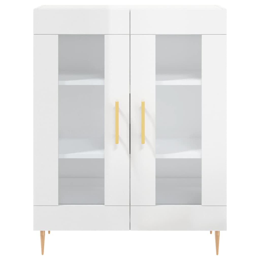 skænk 69,5x34x90 cm konstrueret træ hvid højglans