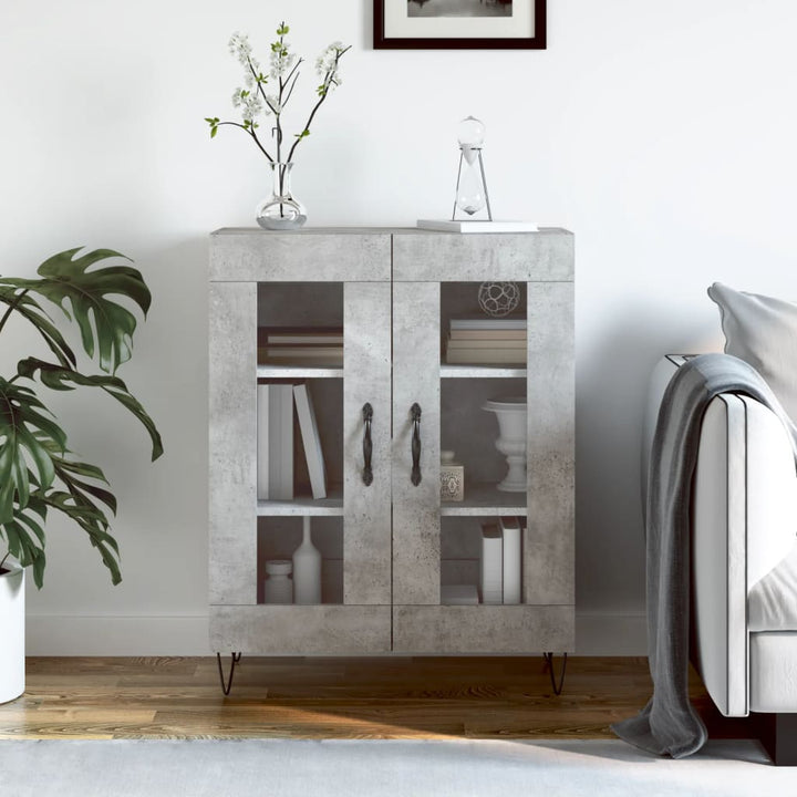 skænk 69,5x34x90 cm konstrueret træ betongrå