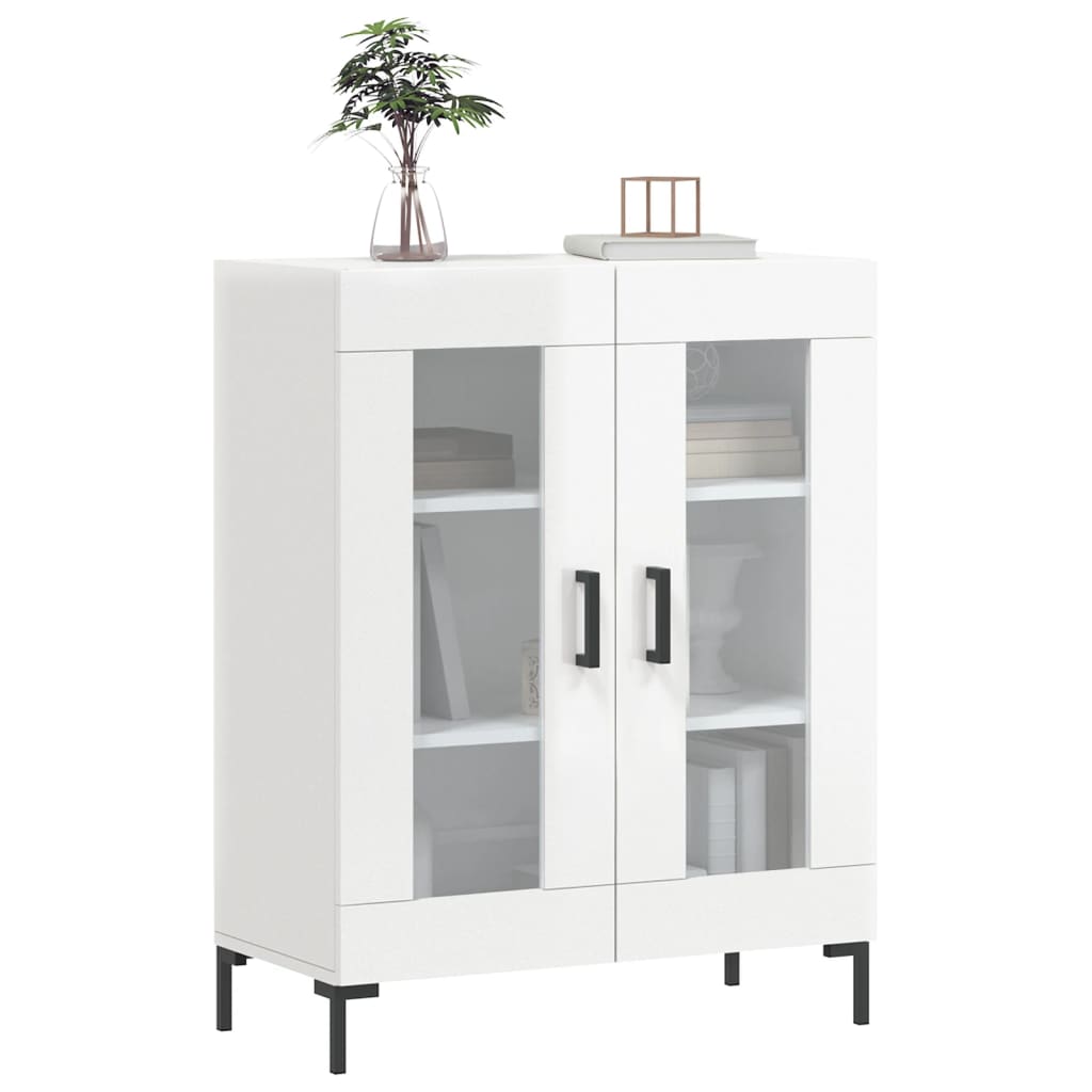 skænk 69,5x34x90 cm konstrueret træ hvid højglans