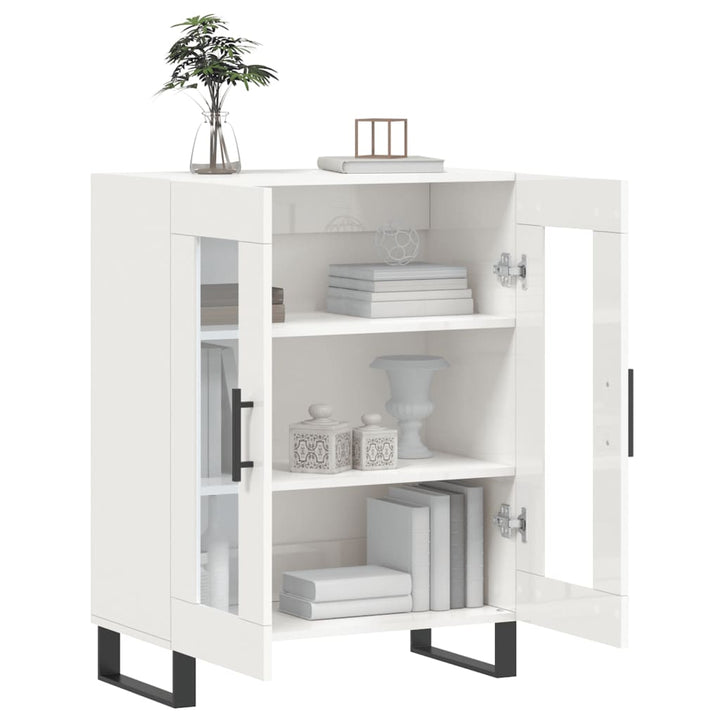 skænk 69,5x34x90 cm konstrueret træ hvid højglans
