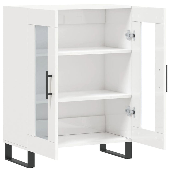 skænk 69,5x34x90 cm konstrueret træ hvid højglans