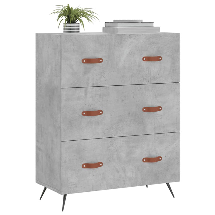 kommode 69,5x34x90 cm konstrueret træ betongrå