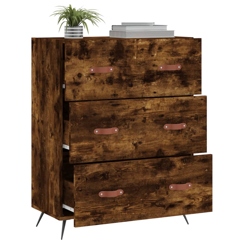 kommode 69,5x34x90 cm konstrueret træ røget egetræsfarve