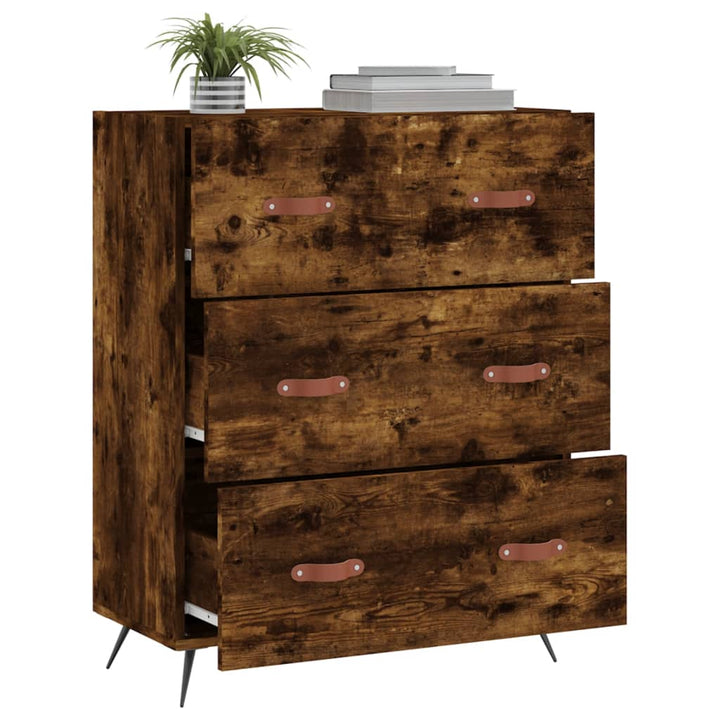 kommode 69,5x34x90 cm konstrueret træ røget egetræsfarve