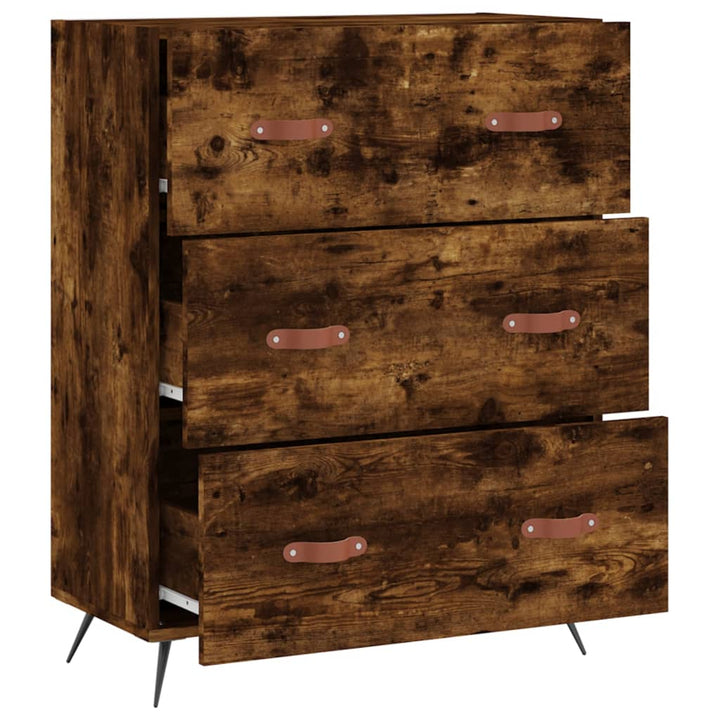 kommode 69,5x34x90 cm konstrueret træ røget egetræsfarve