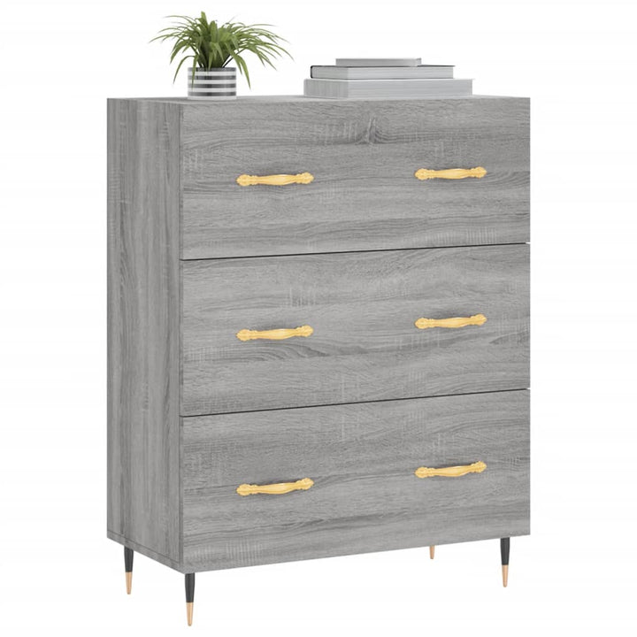 skænk 69,5x34x90 cm konstrueret træ grå sonoma-eg