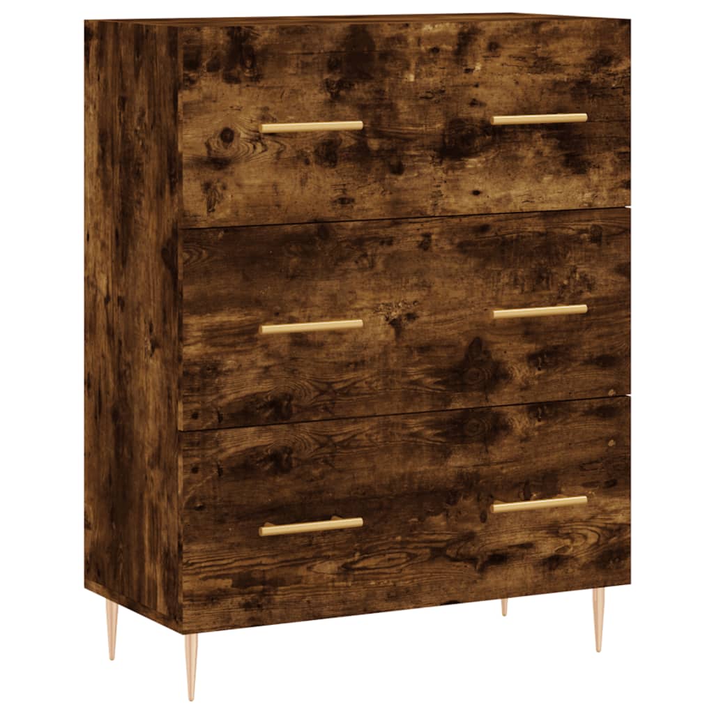 skænk 69,5x34x90 cm konstrueret træ røget egetræsfarve
