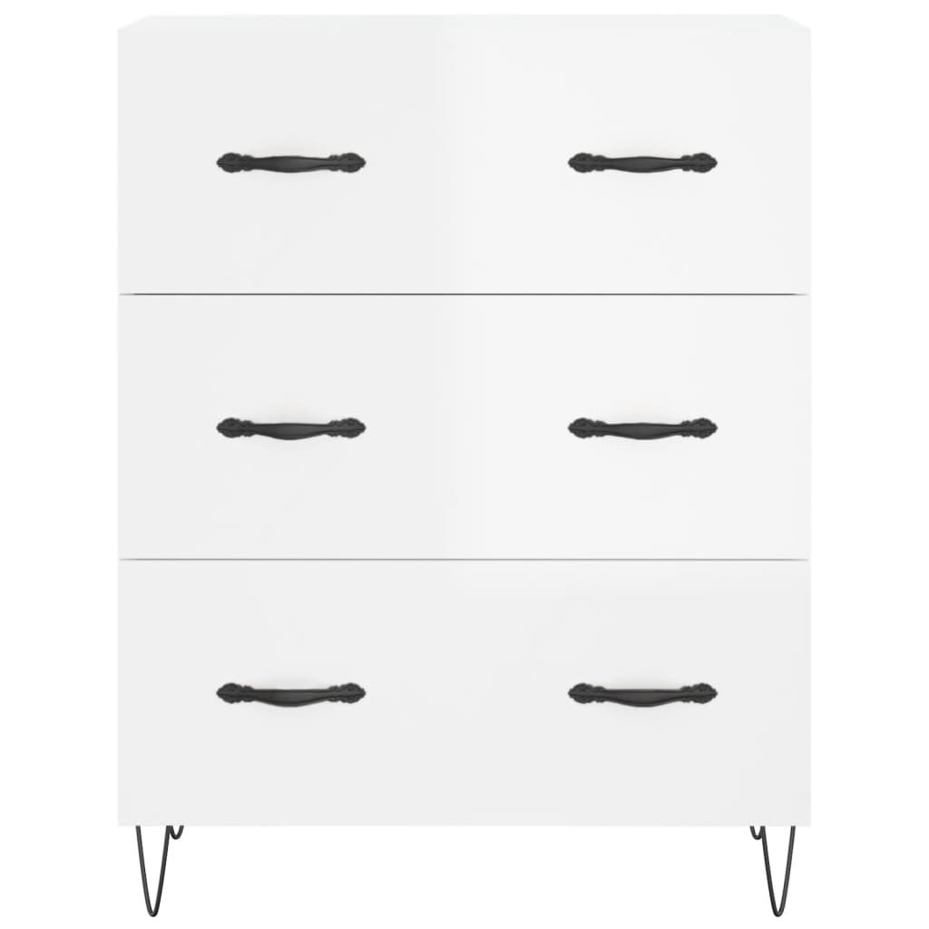 skænk 69,5x34x90 cm konstrueret træ hvid højglans