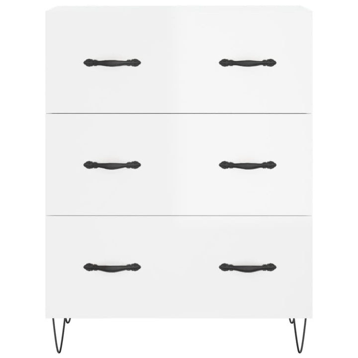 skænk 69,5x34x90 cm konstrueret træ hvid højglans