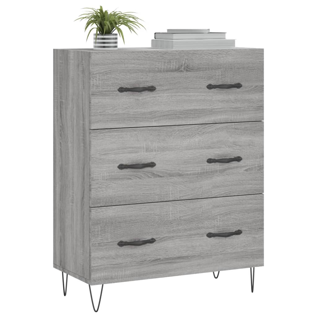 skænk 69,5x34x90 cm konstrueret træ grå sonoma-eg