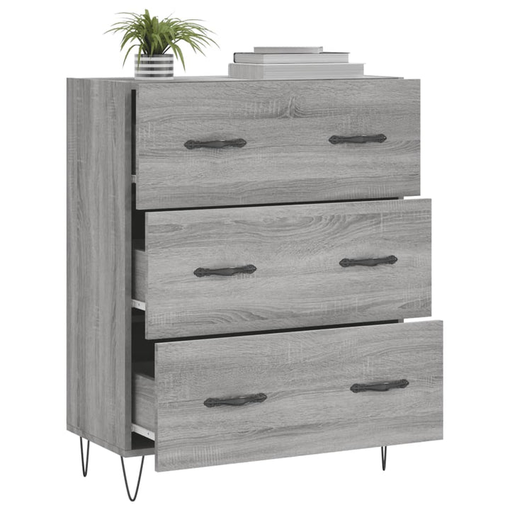 skænk 69,5x34x90 cm konstrueret træ grå sonoma-eg