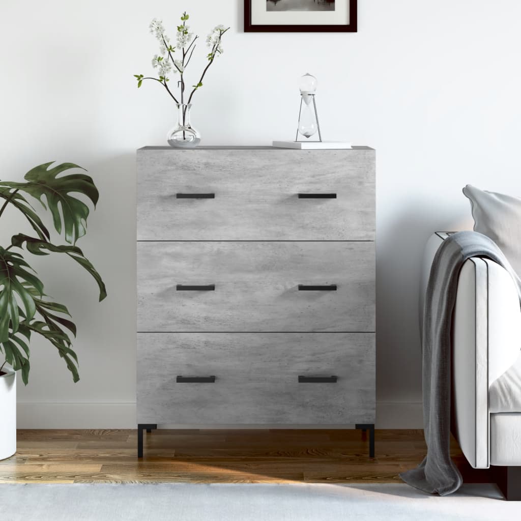 skænk 69,5x34x90 cm konstrueret træ betongrå