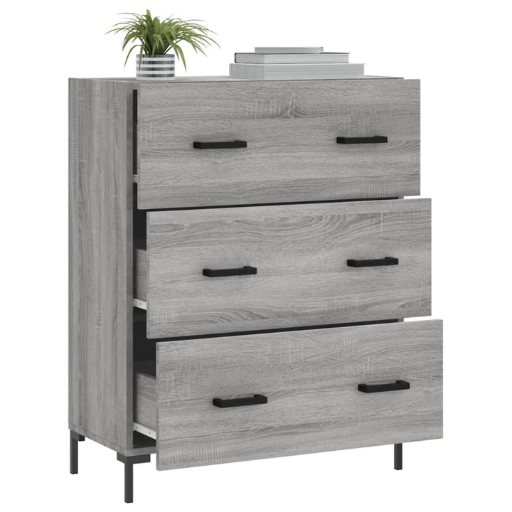 skænk 69,5x34x90 cm konstrueret træ grå sonoma-eg