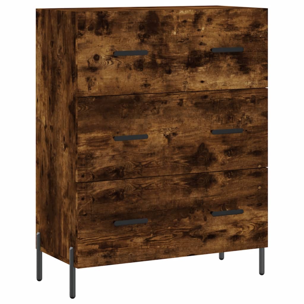 skænk 69,5x34x90 cm konstrueret træ røget egetræsfarve