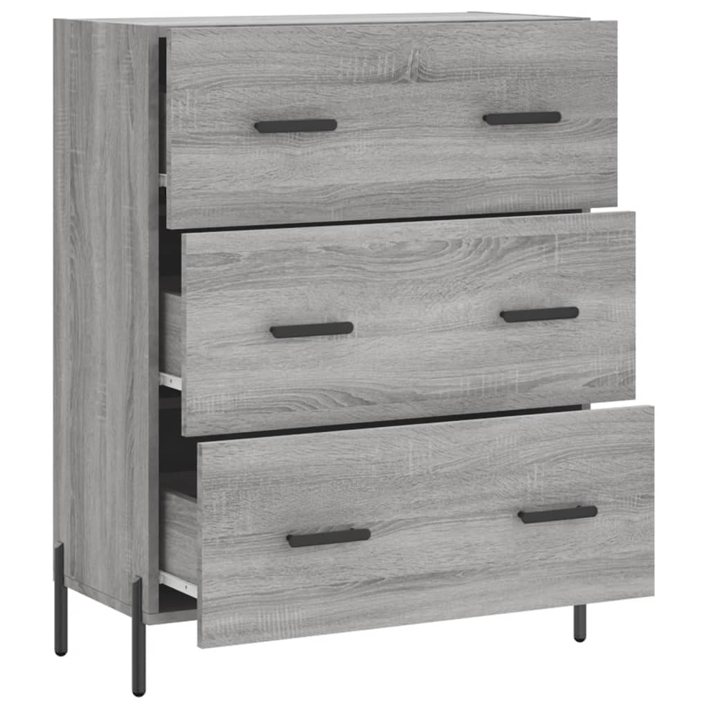 skænk 69,5x34x90 cm konstrueret træ grå sonoma-eg