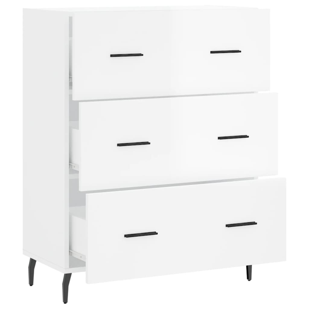 skænk 69,5x34x90 cm konstrueret træ hvid højglans