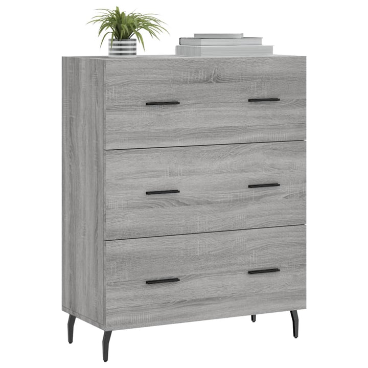skænk 69,5x34x90 cm konstrueret træ grå sonoma-eg