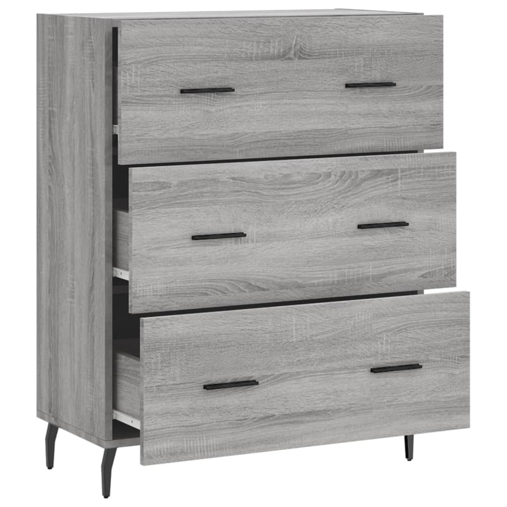 skænk 69,5x34x90 cm konstrueret træ grå sonoma-eg