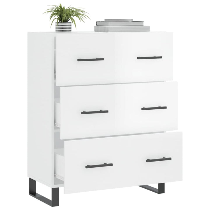 skænk 69,5x34x90 cm konstrueret træ hvid højglans