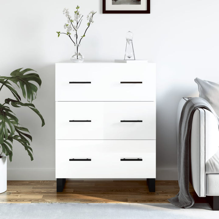 skænk 69,5x34x90 cm konstrueret træ hvid højglans