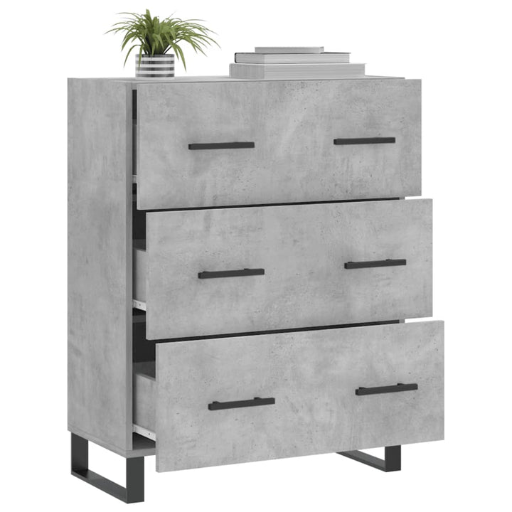 skænk 69,5x34x90 cm konstrueret træ betongrå