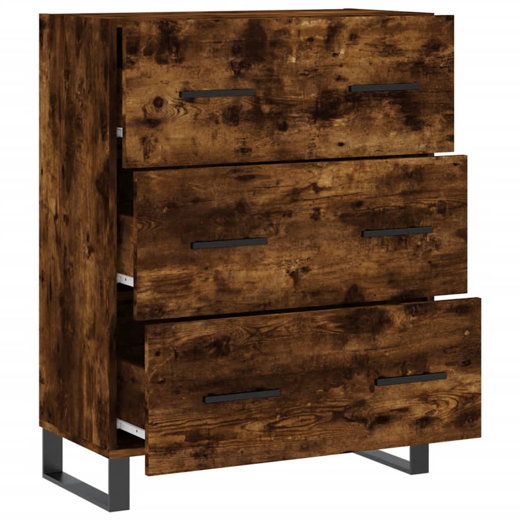 skænk 69,5x34x90 cm konstrueret træ røget egetræsfarve