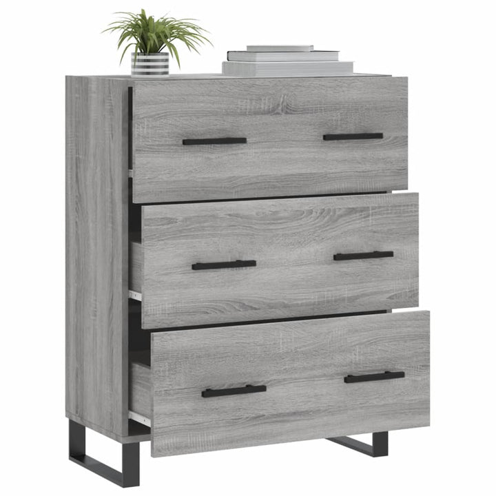 skænk 69,5x34x90 cm konstrueret træ grå sonoma-eg
