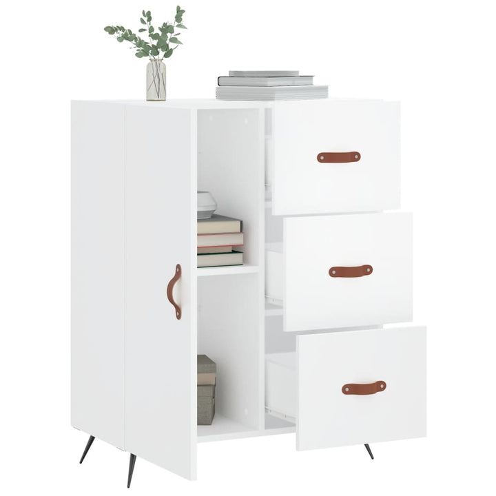 skænk 69,5x34x90 cm konstrueret træ hvid højglans