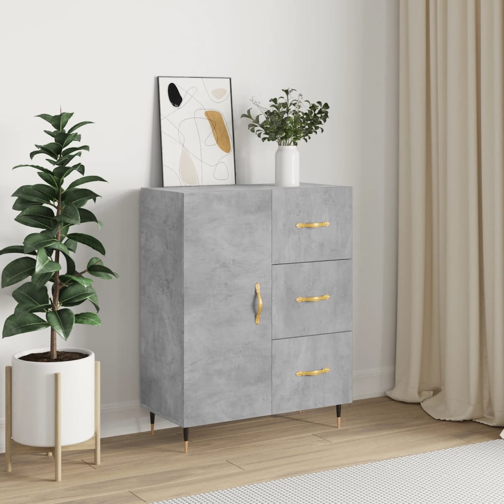 skænk 69,5x34x90 cm konstrueret træ betongrå