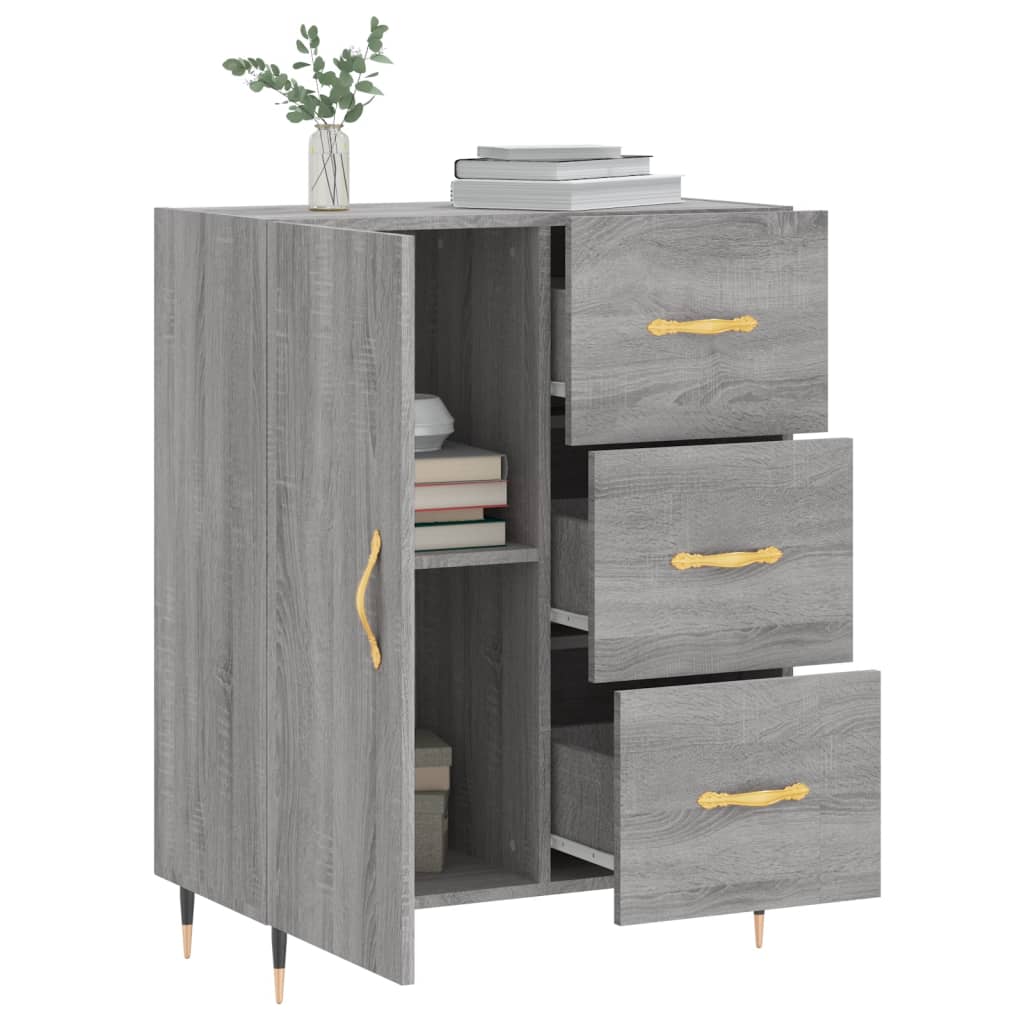 skænk 69,5x34x90 cm konstrueret træ grå sonoma-eg