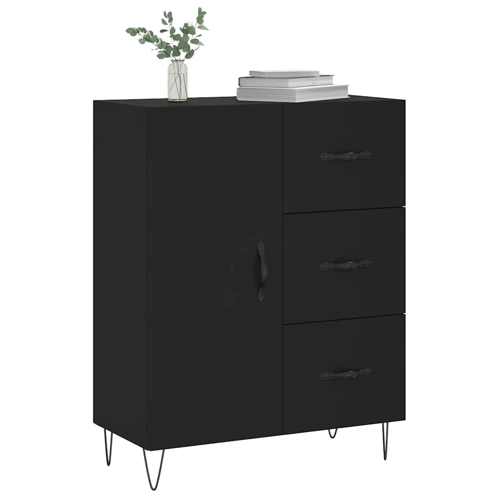 skænk 69,5x34x90 cm konstrueret træ sort