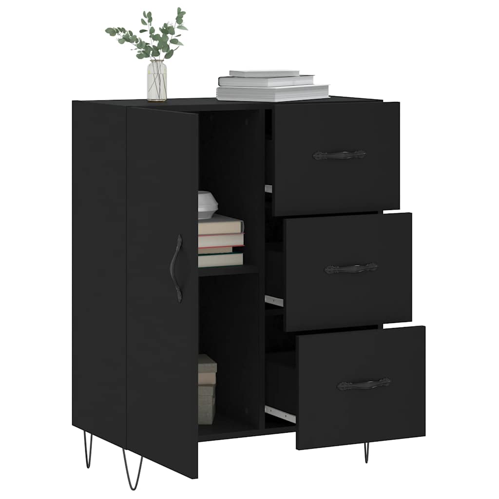 skænk 69,5x34x90 cm konstrueret træ sort