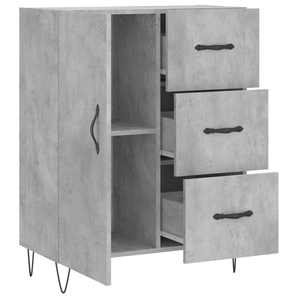 skænk 69,5x34x90 cm konstrueret træ betongrå
