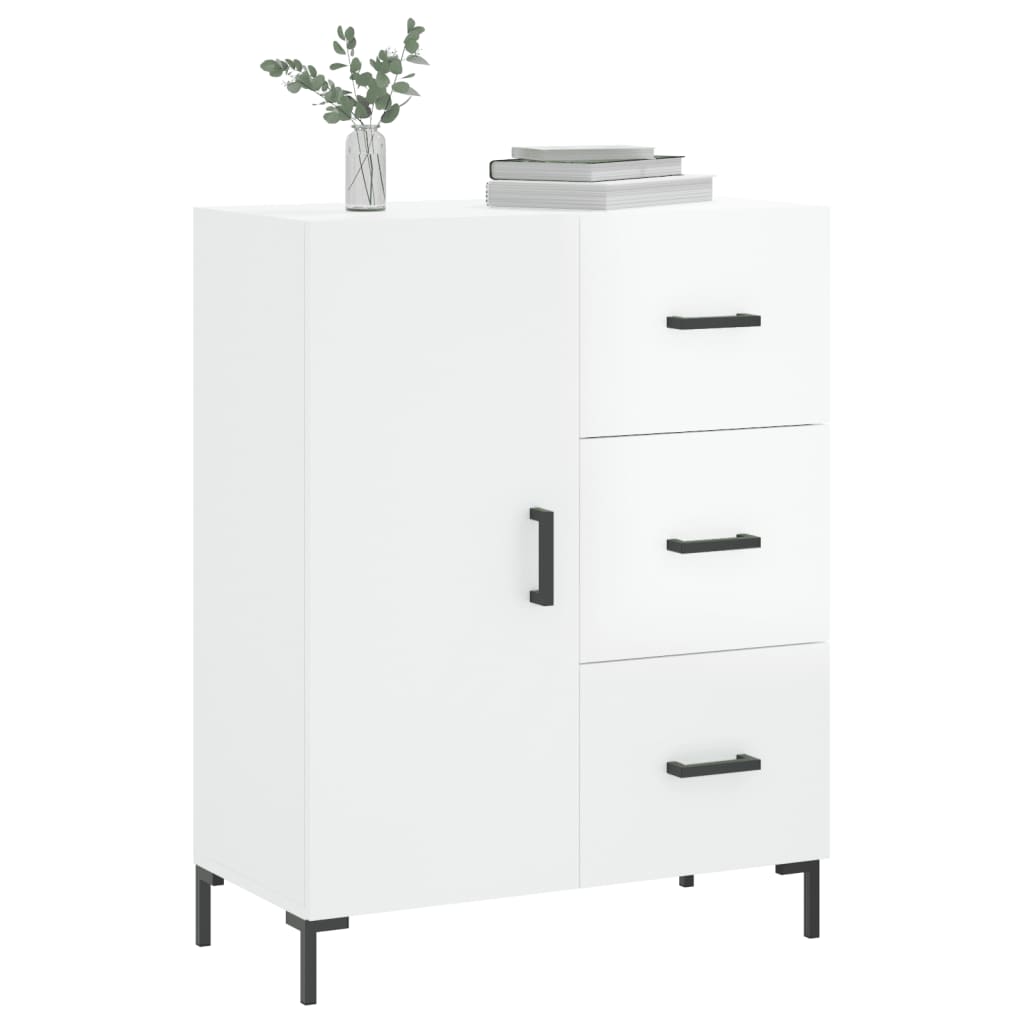 skænk 69,5x34x90 cm konstrueret træ hvid højglans