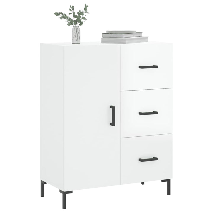 skænk 69,5x34x90 cm konstrueret træ hvid højglans