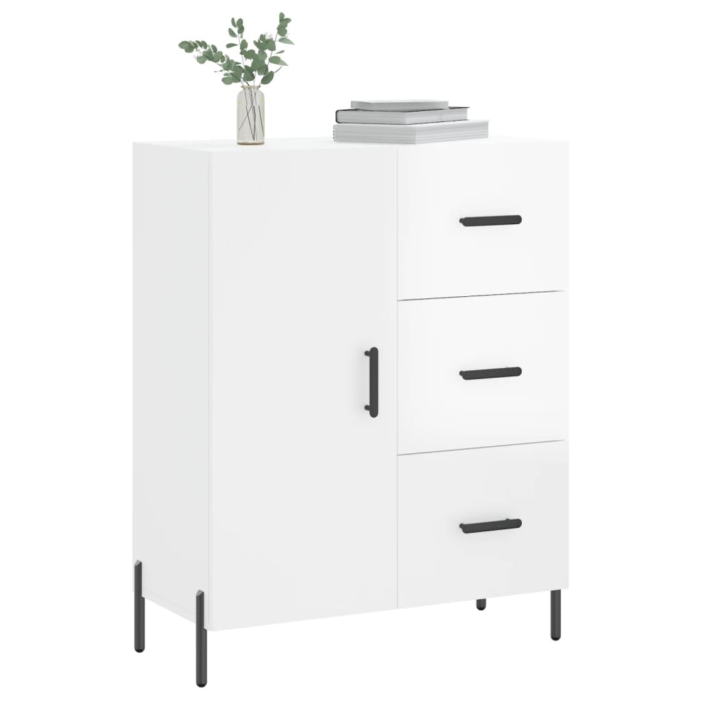 skænk 69,5x34x90 cm konstrueret træ hvid højglans