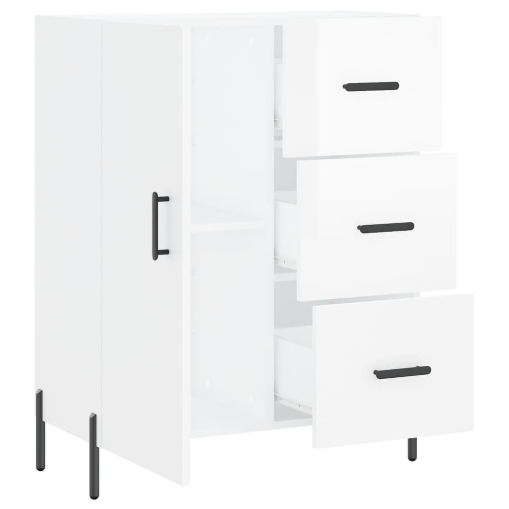 skænk 69,5x34x90 cm konstrueret træ hvid højglans