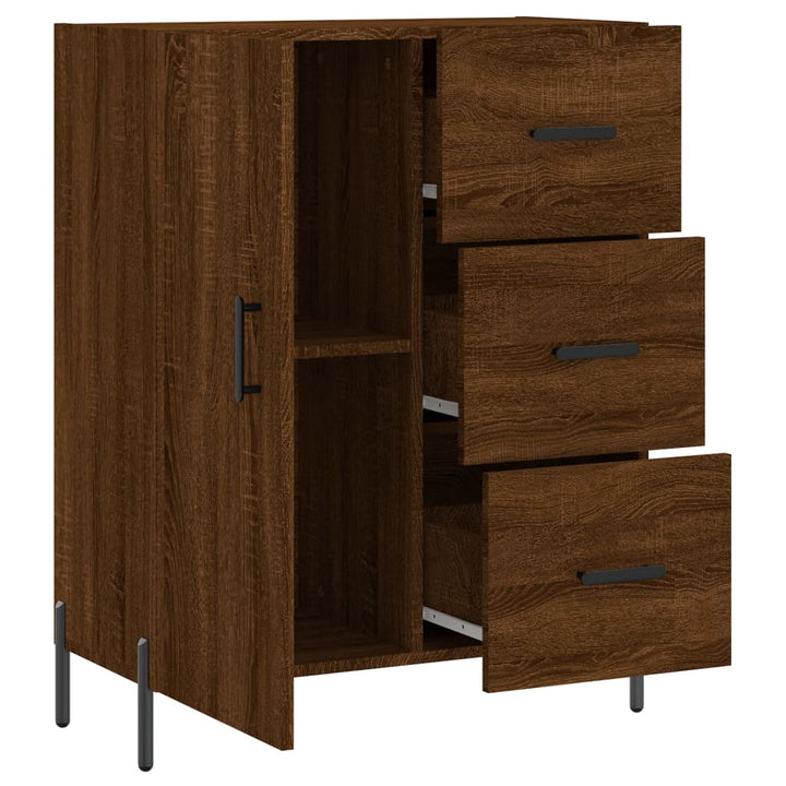 skænk 69,5x34x90 cm konstrueret træ brun egetræsfarve
