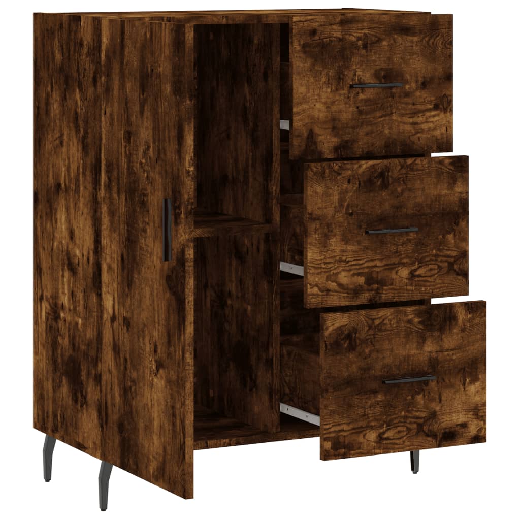 skænk 69,5x34x90 cm konstrueret træ røget egetræsfarve