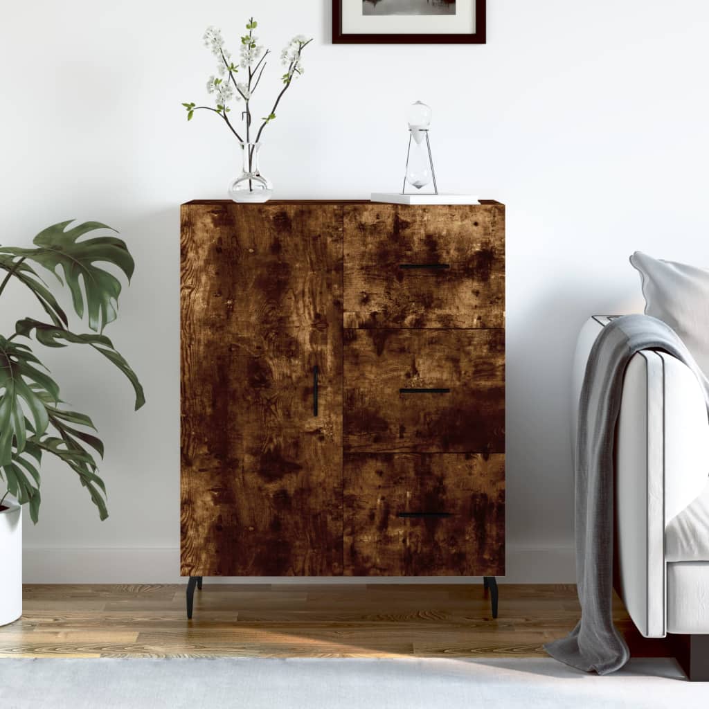 skænk 69,5x34x90 cm konstrueret træ røget egetræsfarve