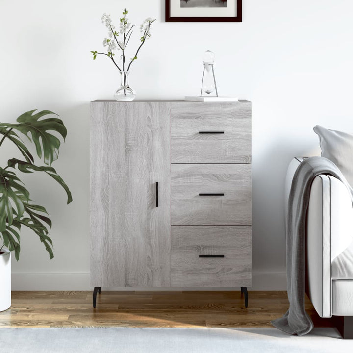 skænk 69,5x34x90 cm konstrueret træ grå sonoma-eg