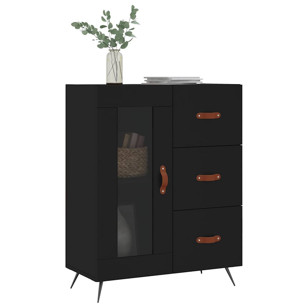 skænk 69,5x34x90 cm konstrueret træ sort