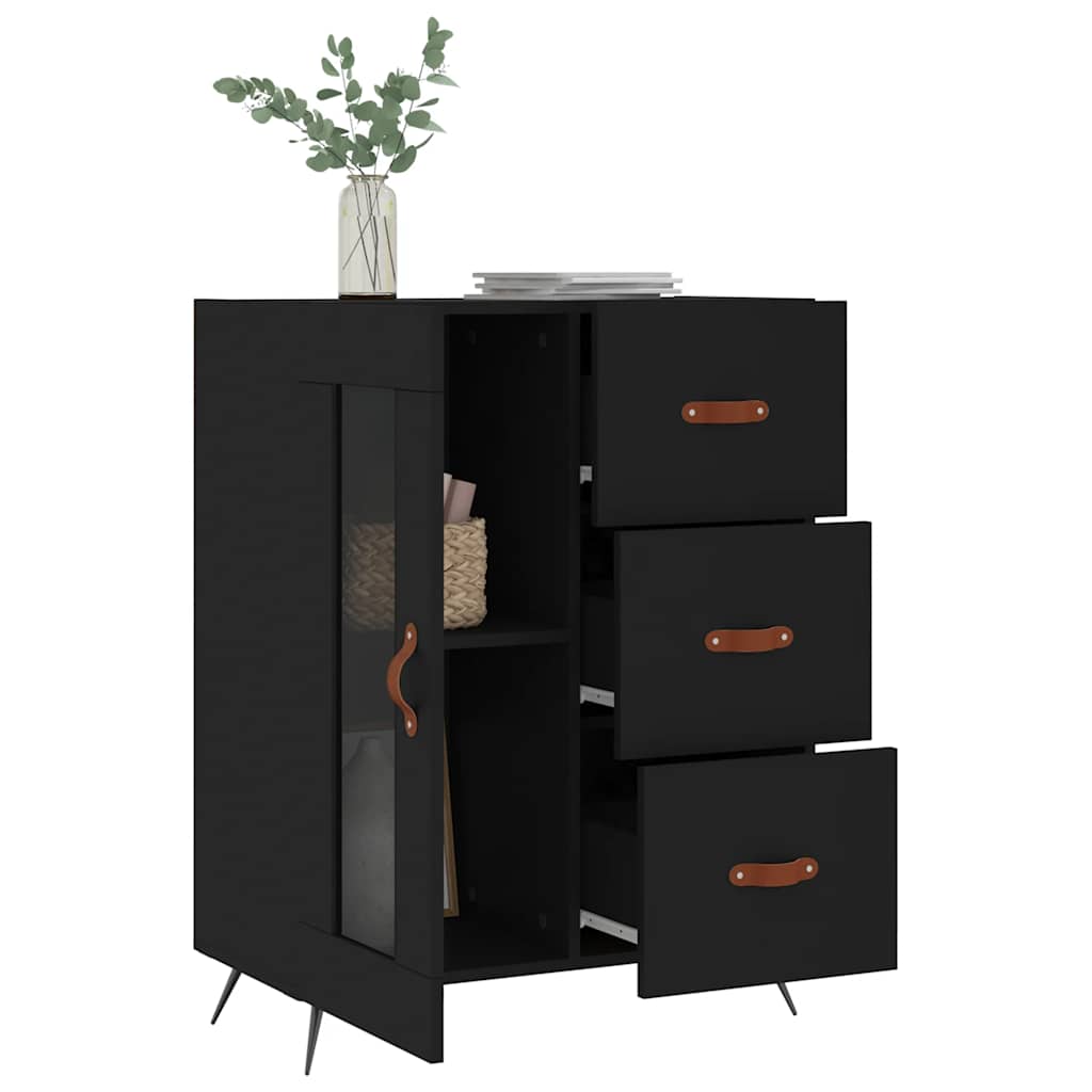 skænk 69,5x34x90 cm konstrueret træ sort