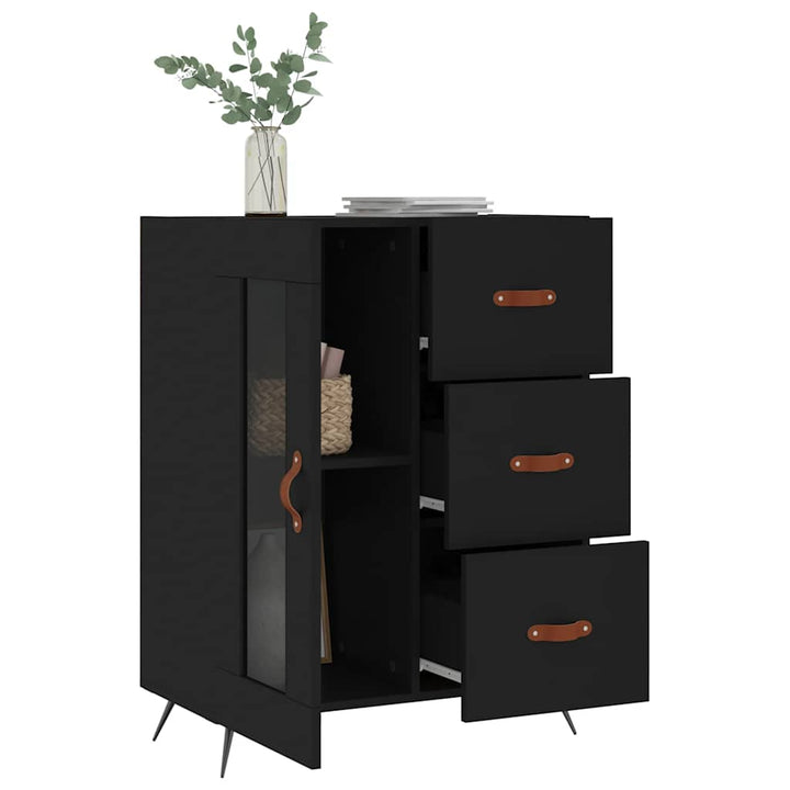 skænk 69,5x34x90 cm konstrueret træ sort