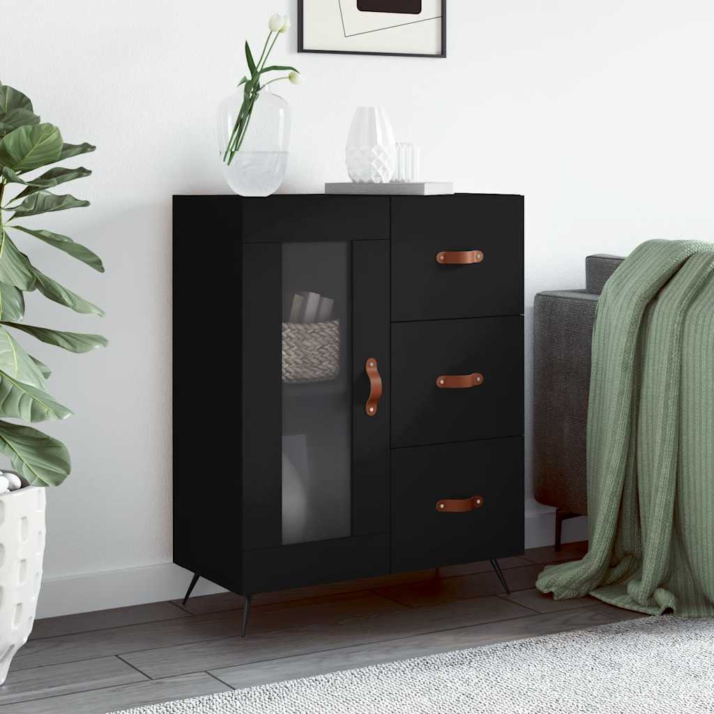 skænk 69,5x34x90 cm konstrueret træ sort
