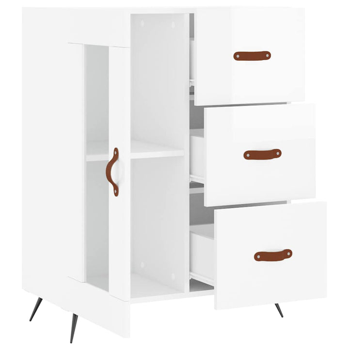 skænk 69,5x34x90 cm konstrueret træ hvid højglans