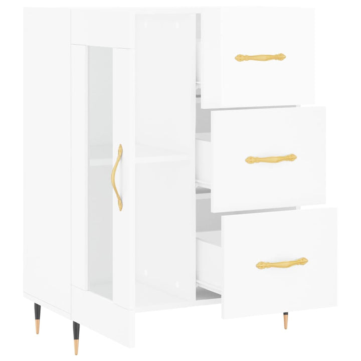 skænk 69,5x34x90 cm konstrueret træ hvid højglans