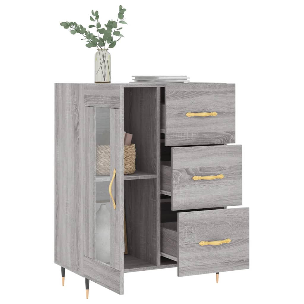 skænk 69,5x34x90 cm konstrueret træ grå sonoma-eg